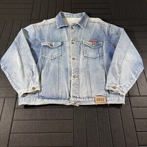VINTAGE 80s SUPER RIFLE Denim Jacket L Made In Italy Trucker Mens